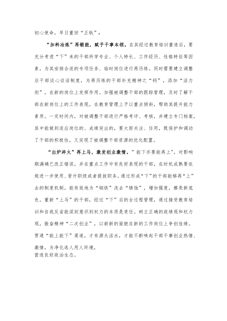 学习贯彻《推进领导干部能上能下规定》心得体会发言.docx_第2页