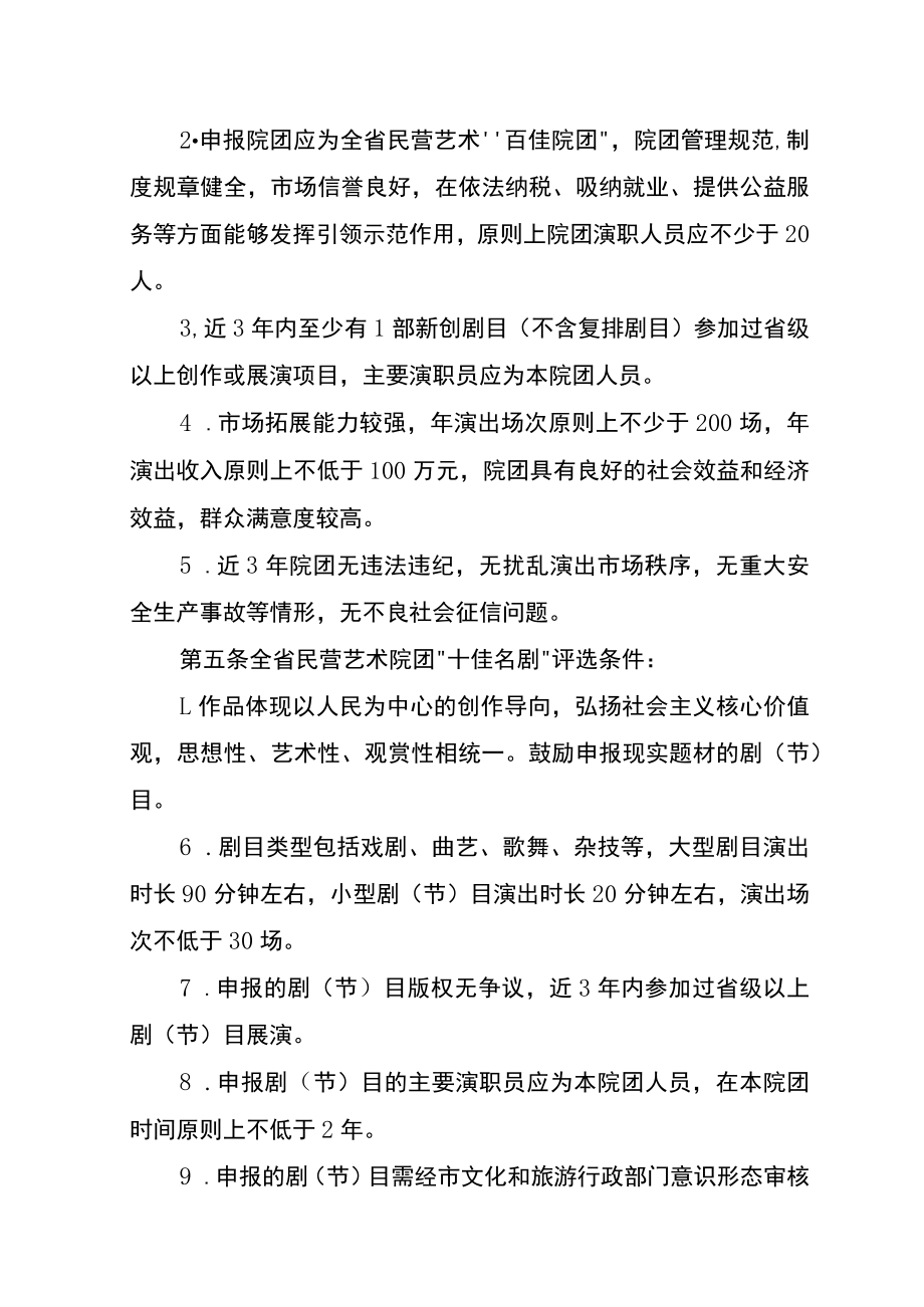 《安徽省民营艺术院团“四个十”评选管理办法》全文及解读.docx_第2页