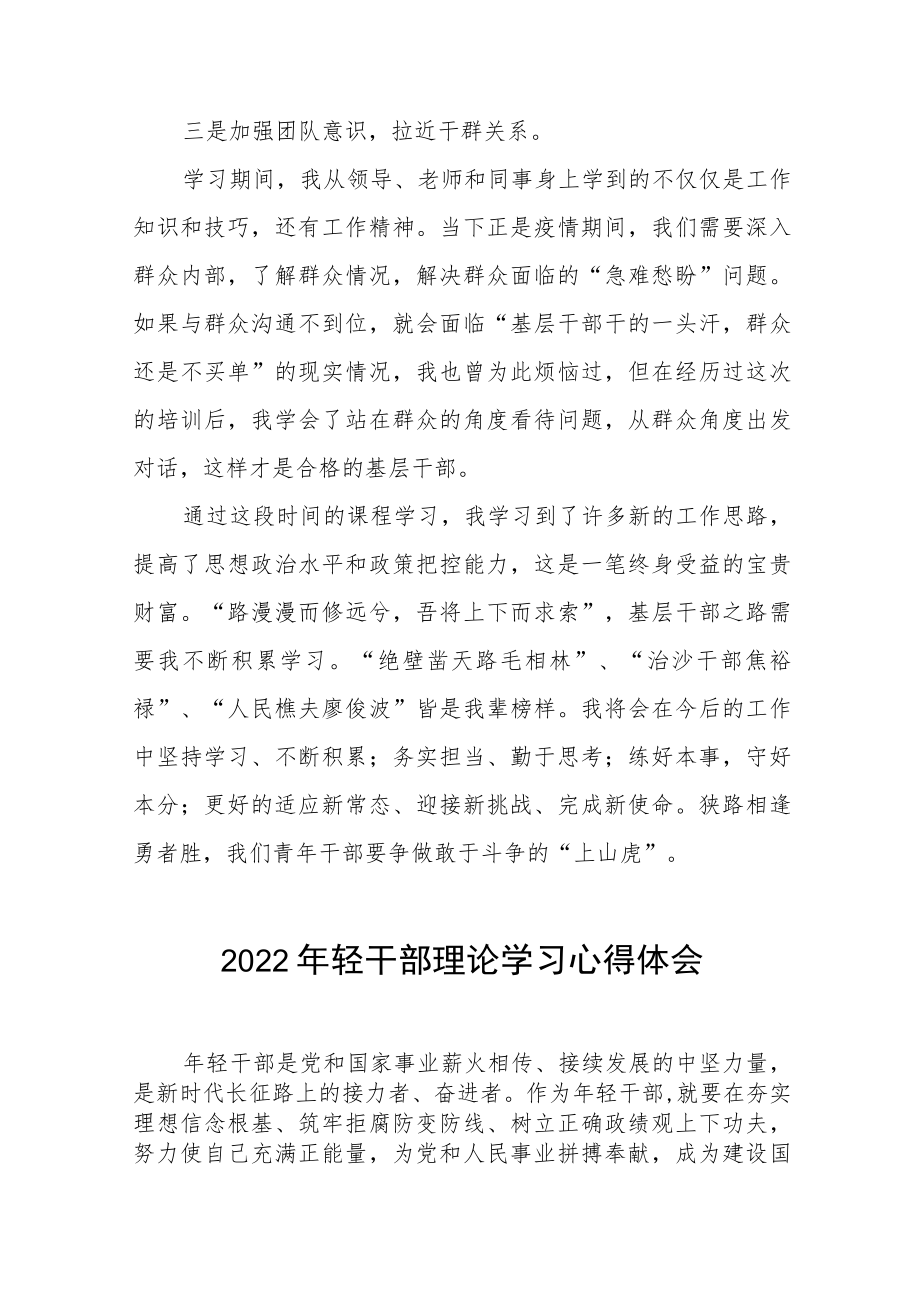 2022年年轻干部理论学习心得体会五篇模板.docx_第2页