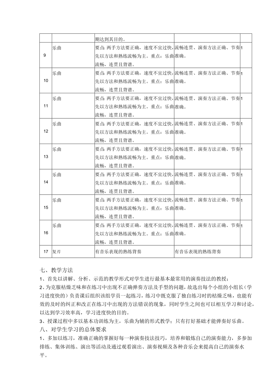 《器乐基础——琵琶》课程教学大纲【模板】.docx_第3页