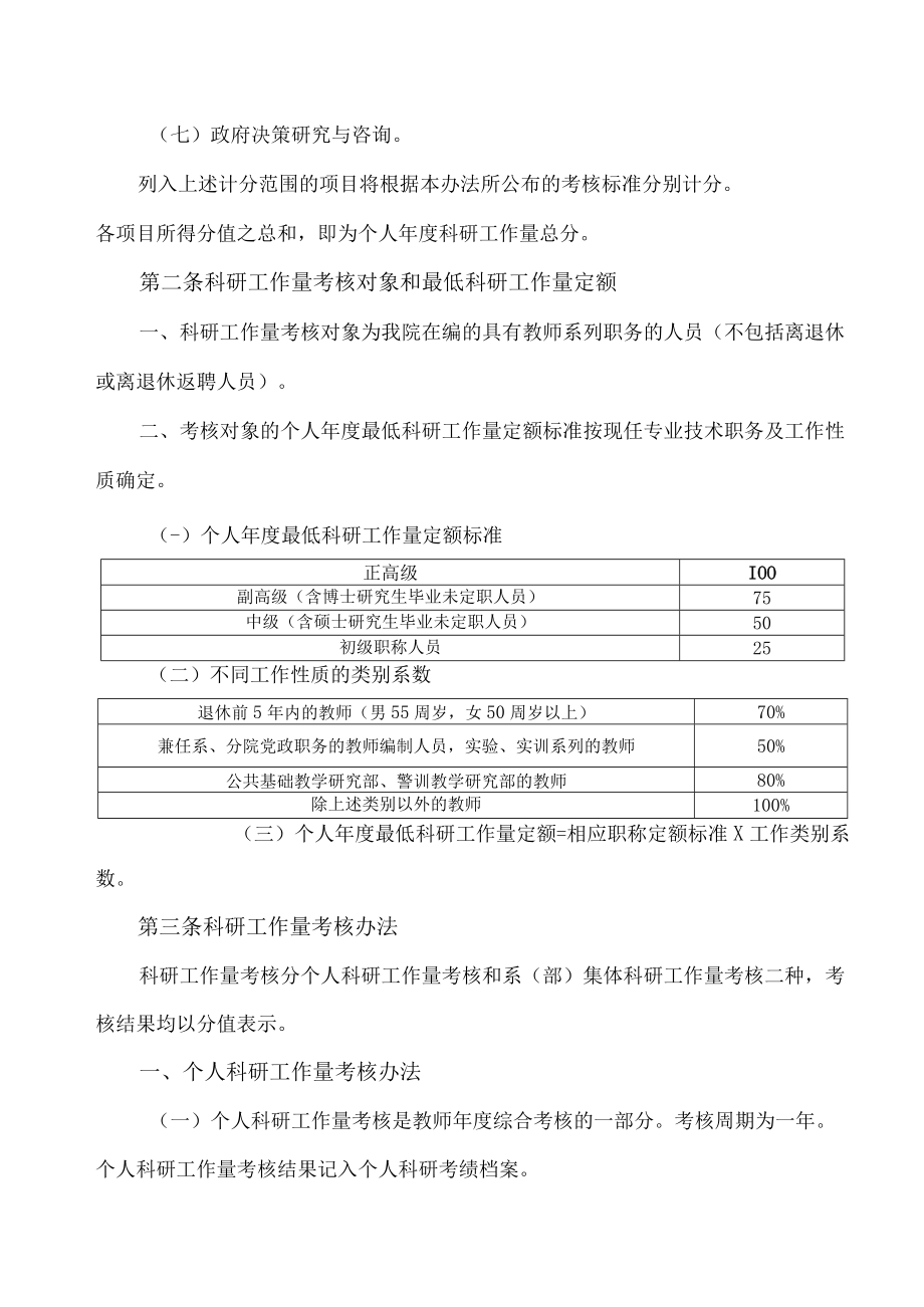 XX警官职业学院教师科研工作量考核管理办法.docx_第2页