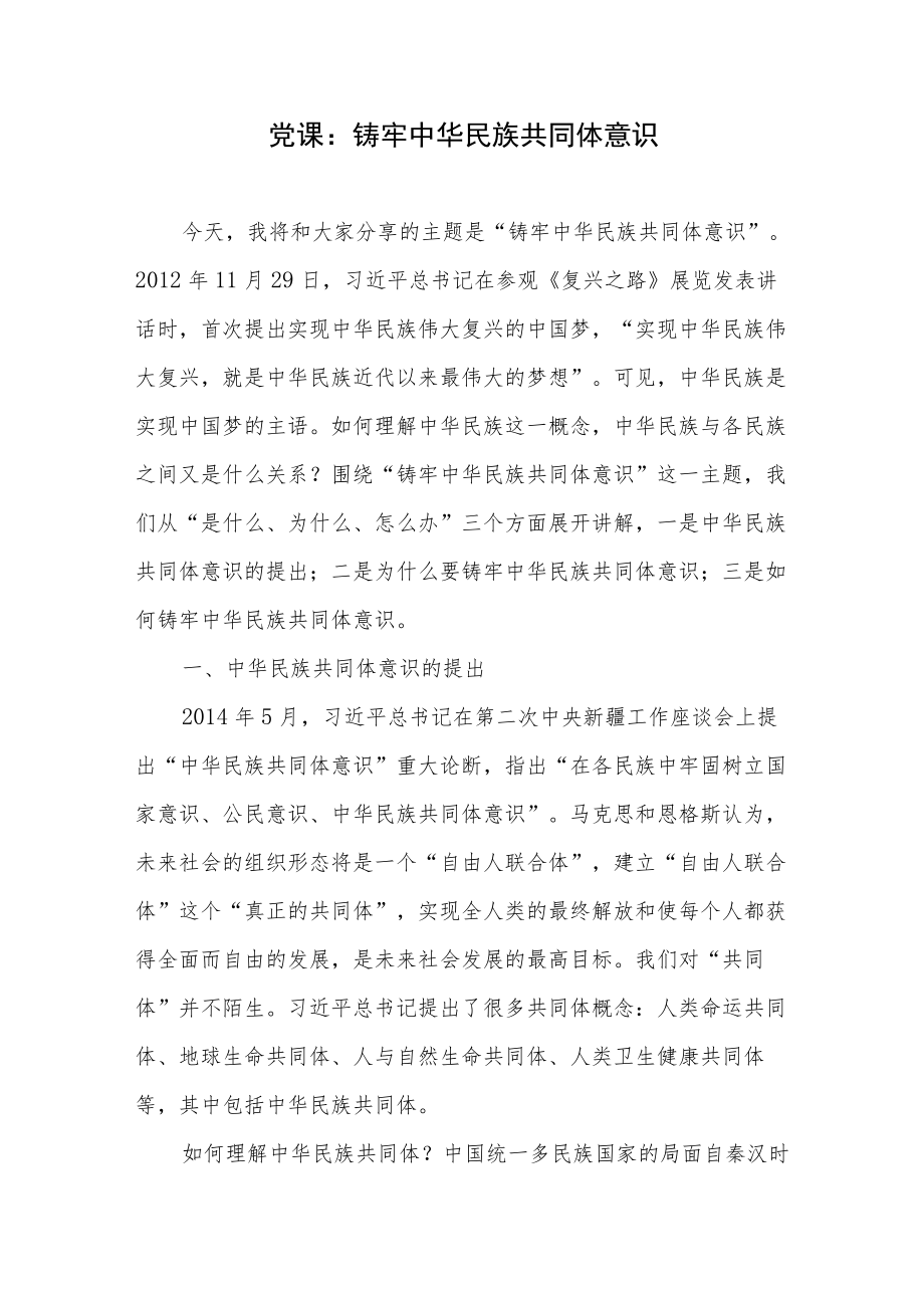 “铸牢中华民族共同体意识”党课讲稿3篇.docx_第2页