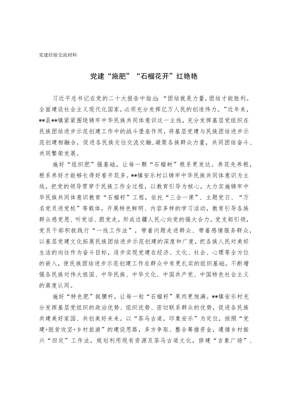 党建经验交流材料（选篇）.docx_第1页