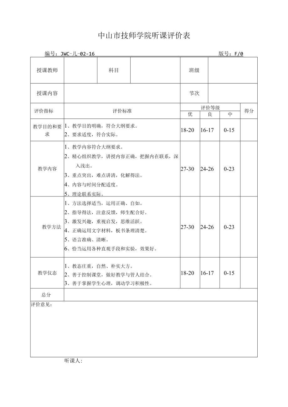 JWC-JL-02-16听课评价表（2022年版）doc.docx_第1页