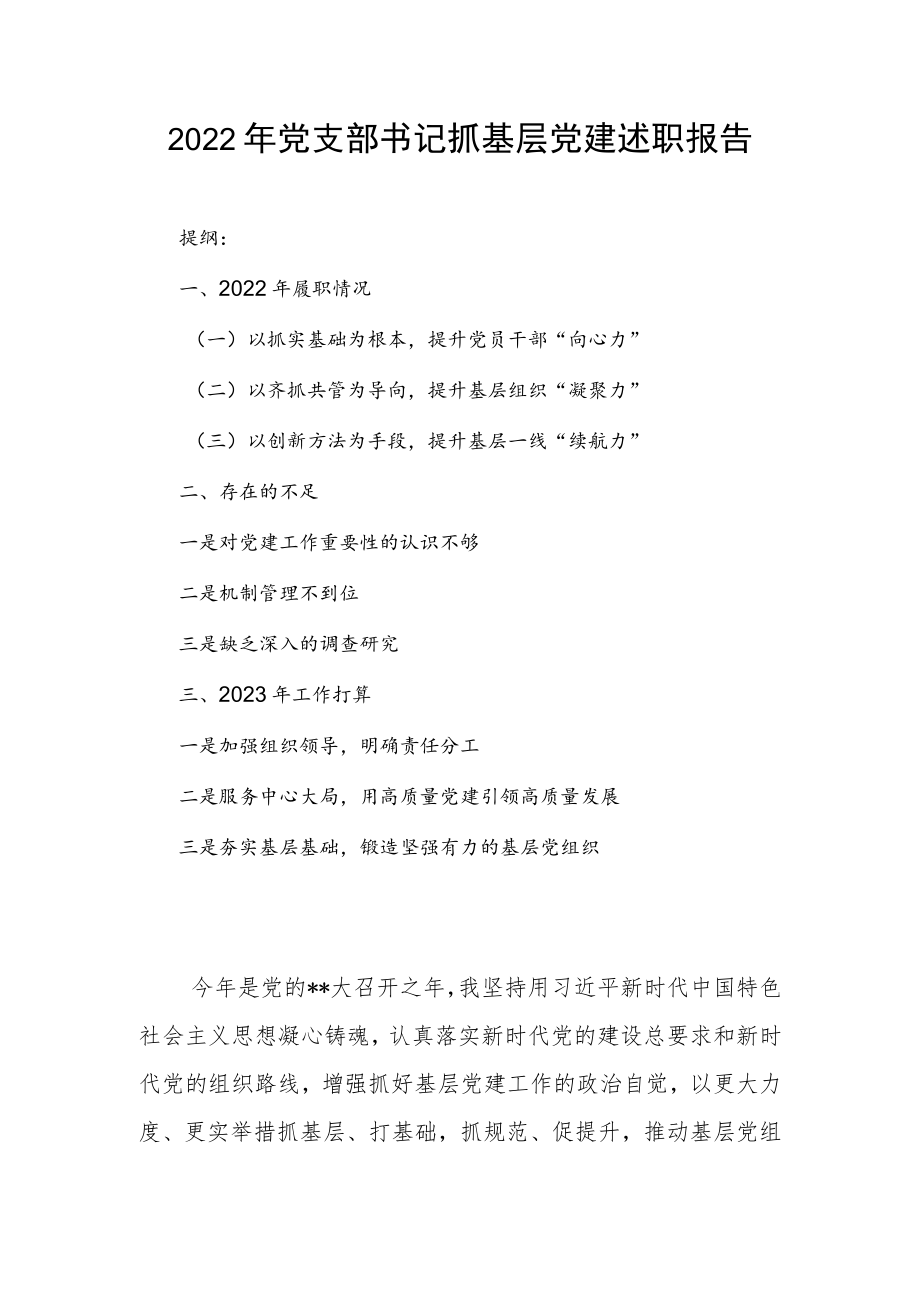 2022年党支部书记抓基层党建述职报告.docx_第1页