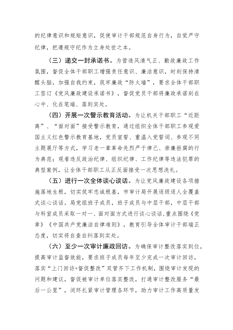 XX市审计局党风廉政建设“六个一”活动方案.docx_第2页