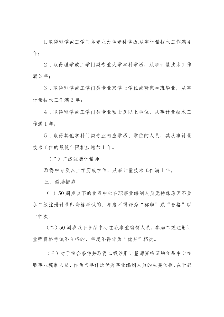 XX县食品检验检测中心考取二级注册计量师资格证实施方案.docx_第2页