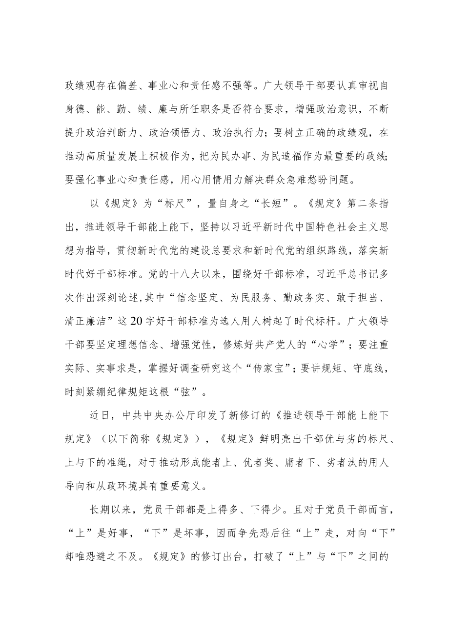 2022学习《推进领导干部能上能下规定》心得体会范文三篇.docx_第2页