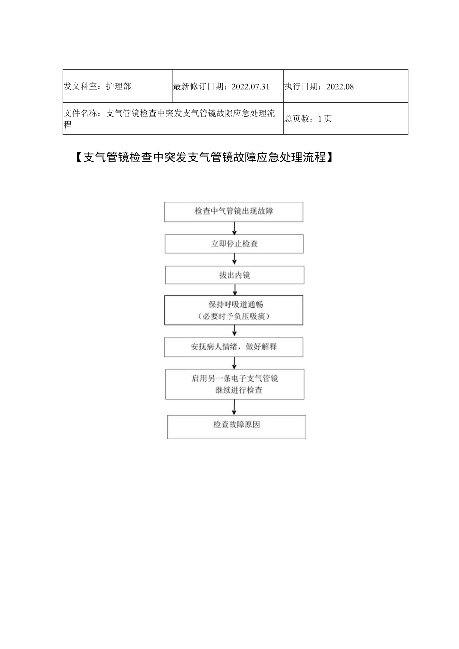 2022年9月《支气管镜检查中突发支气管镜故障应急处理流程》.docx_第1页