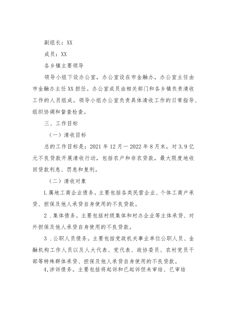 XX市清收农村信用合作联社不良贷款专项行动实施方案.docx_第2页