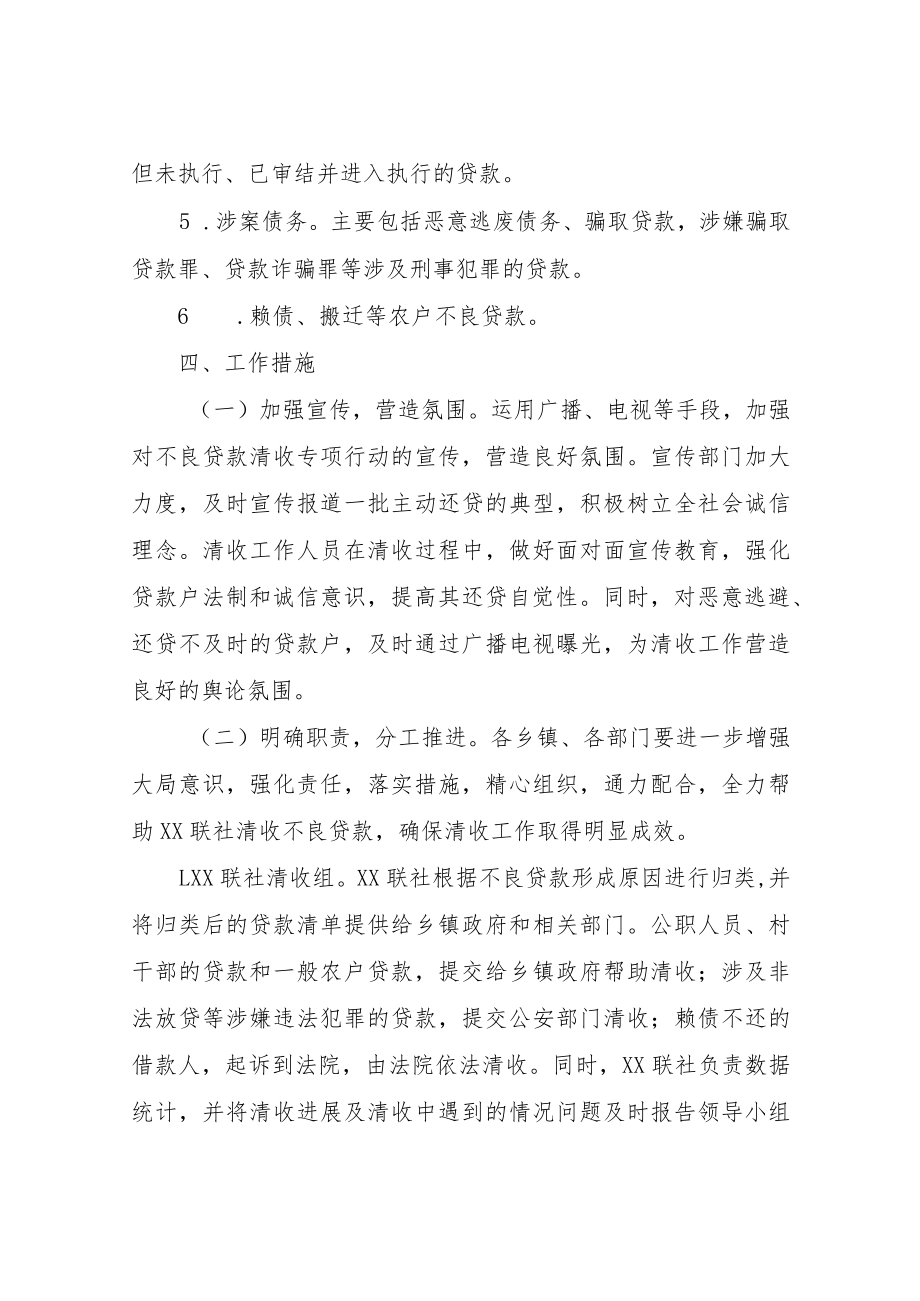 XX市清收农村信用合作联社不良贷款专项行动实施方案.docx_第3页