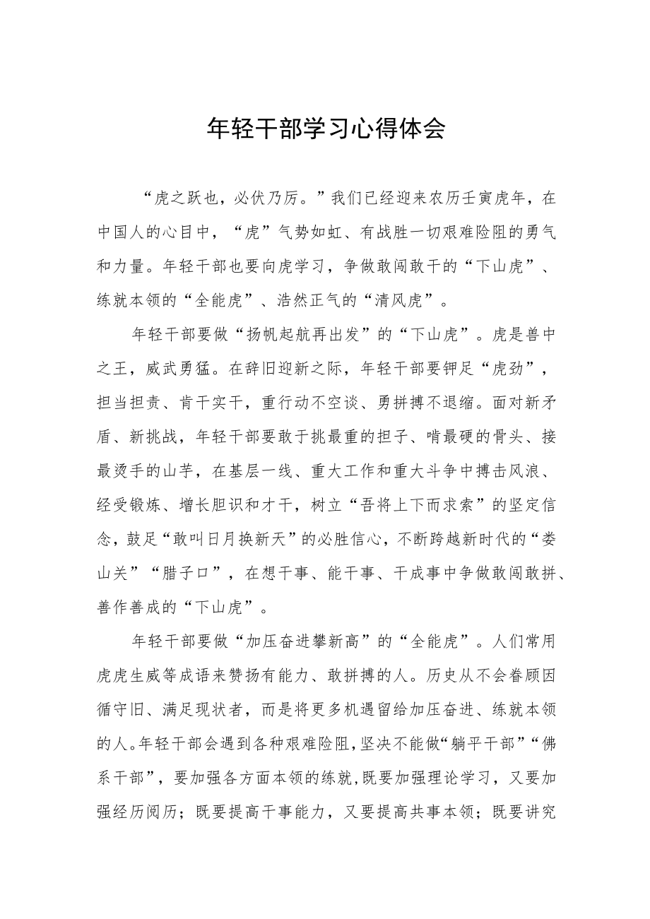 2022年优秀年轻干部培训班学习心得体会五篇合集.docx_第1页