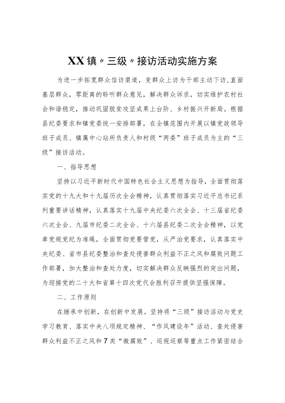 XX镇三级接访活动实施方案.docx_第1页