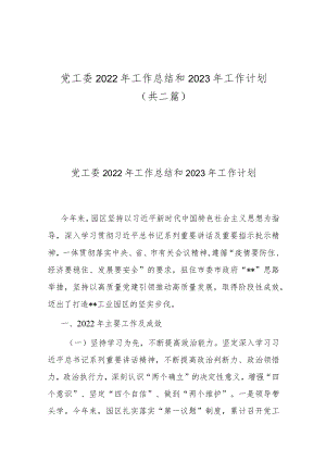 党工委2022年工作总结和2023年工作计划（共二篇）.docx