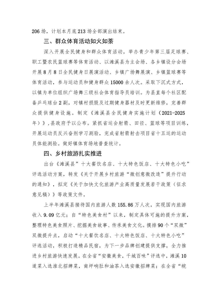 2022年巩固拓展脱贫攻坚成果及乡村振兴工作总结（文旅体）.docx_第2页