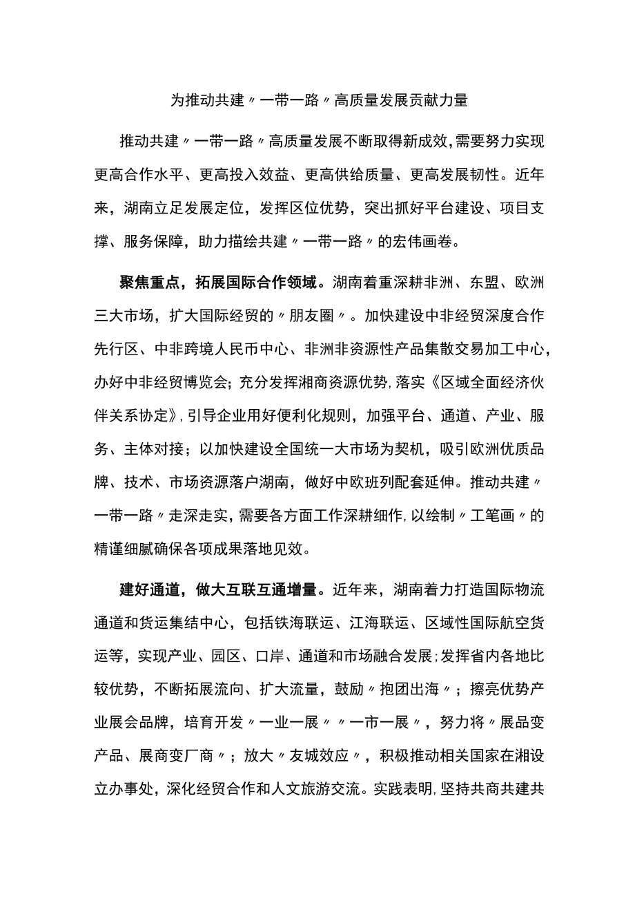 为推动共建“一带一路”高质量发展贡献力量.docx_第1页