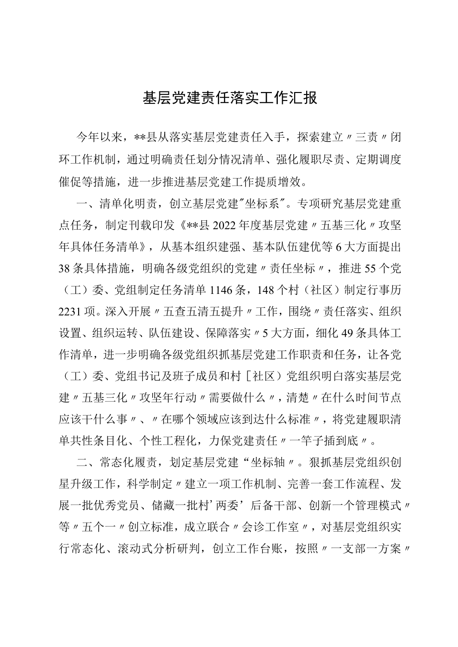 2022基层党建责任落实工作汇报.docx_第1页