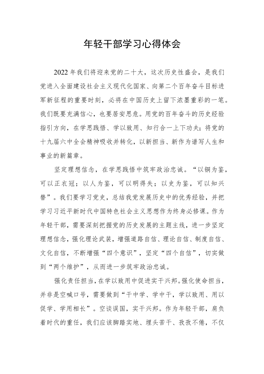 2022年年轻干部学习心得体会.docx_第1页