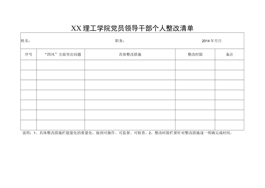 XX理工学院党员领导干部个人整改清单.docx_第1页