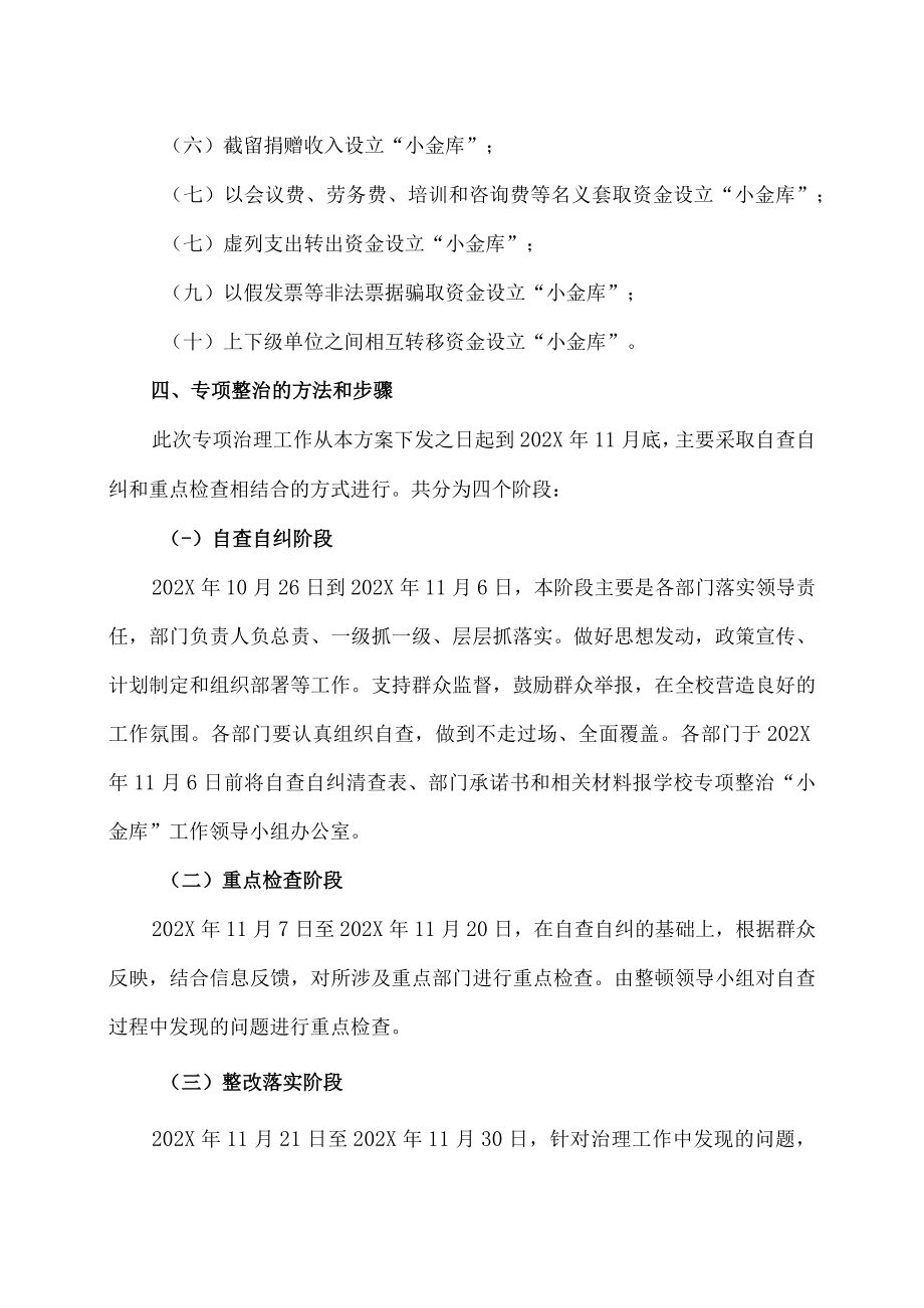 XX市师范学院关于开展违规设立“小金库”问题专项整治工作方案.docx_第2页