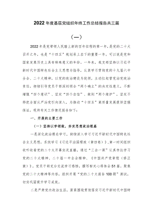 2022年度基层党组织年终工作总结报告共三篇.docx