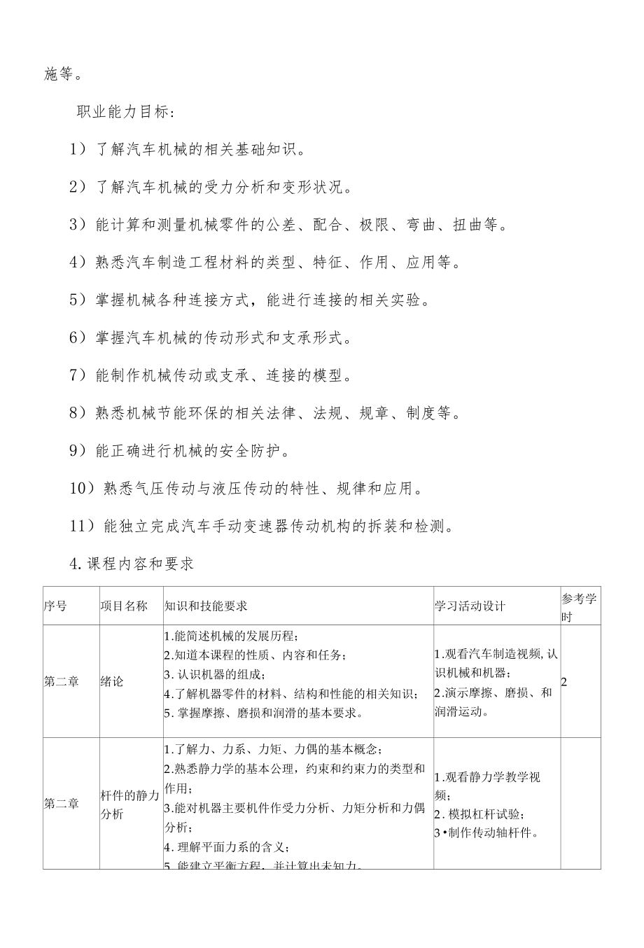 汽车运用与维修专业《机械基础》课程标准.docx_第2页