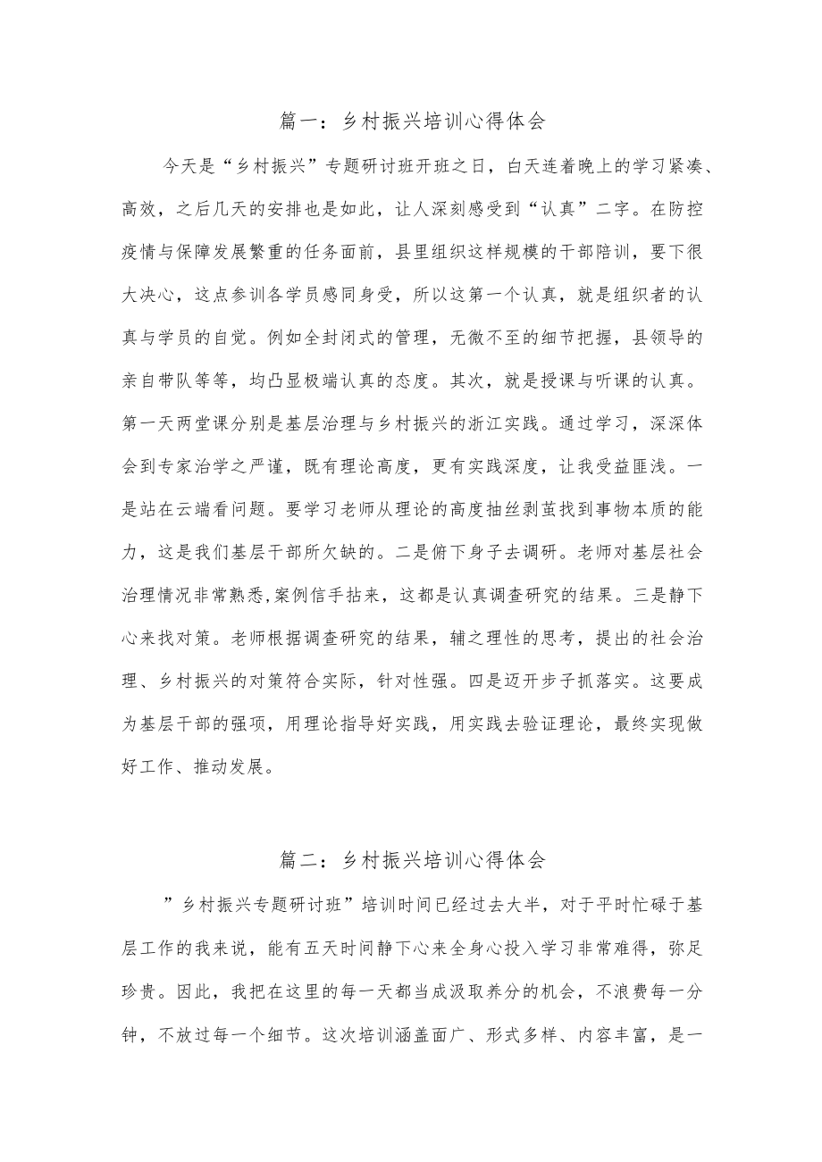 (10篇)乡村振兴培训心得体会.docx_第1页