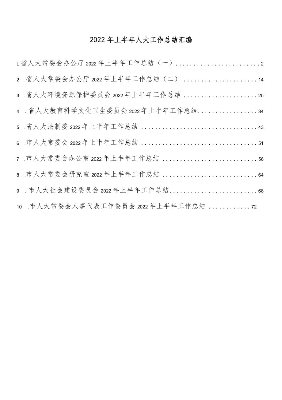 2022上半人大工作总结汇编（10篇 ）.docx_第1页