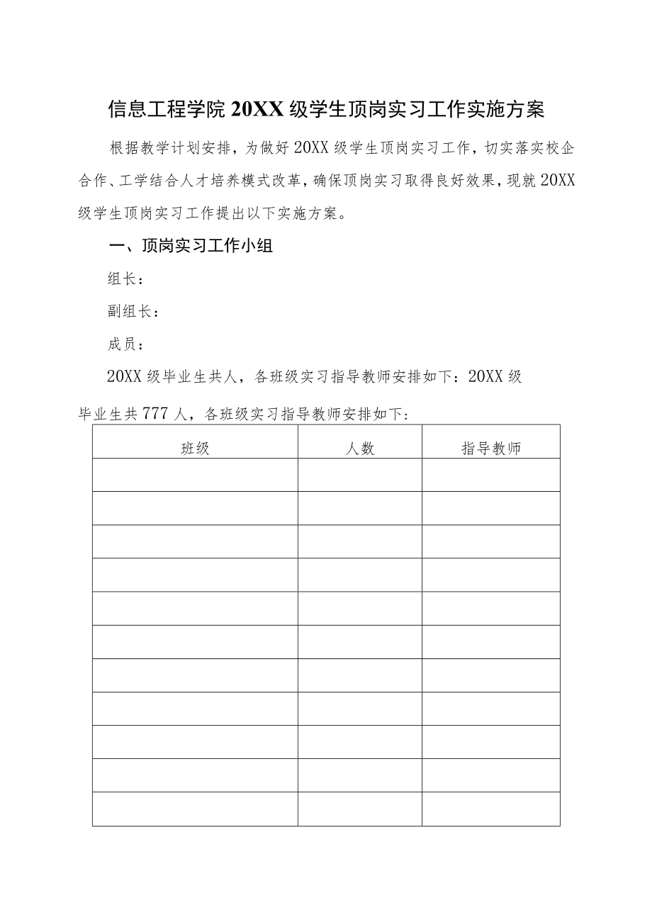 关于届毕业生顶岗实习工作实施意见.docx_第1页