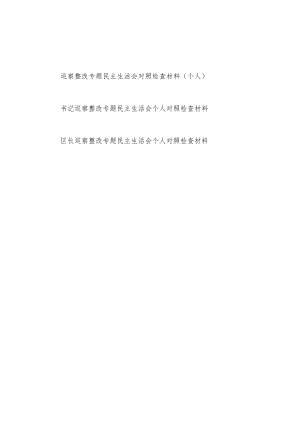 2022党员干部书记巡察整改专题民主生活会个人对照检查材料3篇.docx