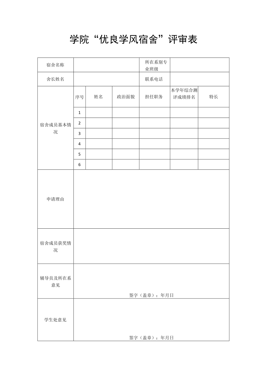 学院“优良学风宿舍”评审表.docx_第1页