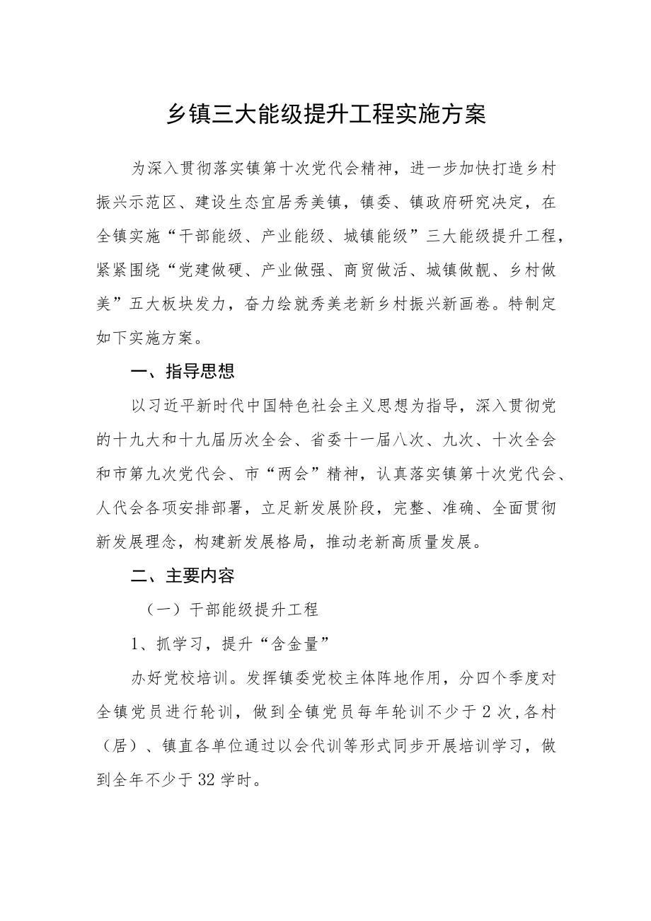 乡镇三大能级提升工程实施方案.docx_第1页