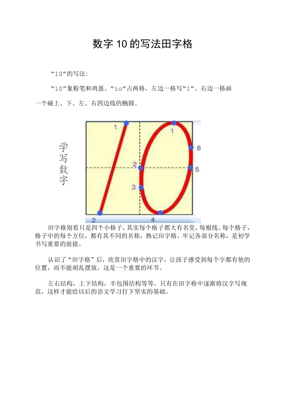 数字10的写法田字格.docx_第1页