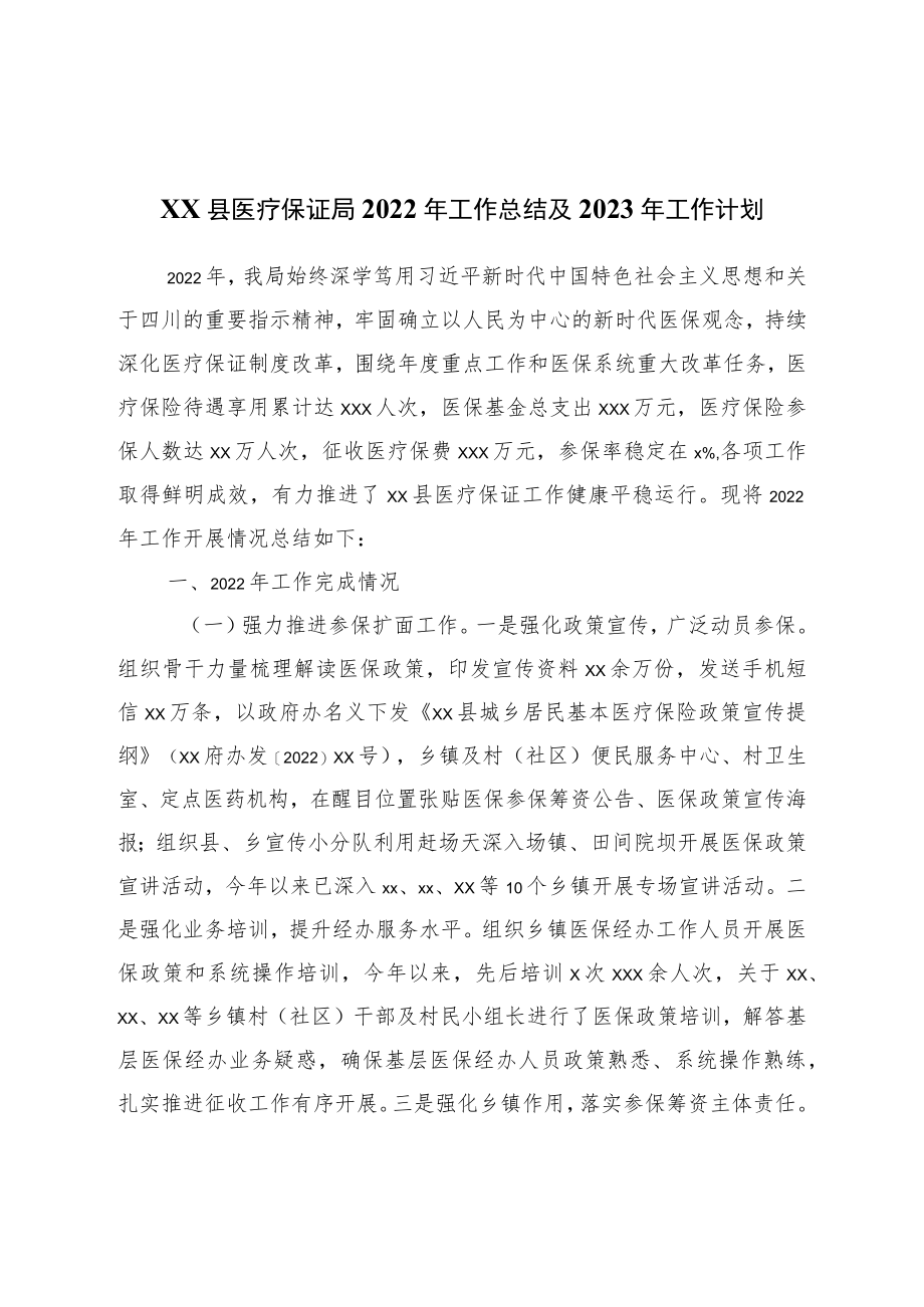 医疗保障局2022年工作总结及2023年工作计划.docx_第1页