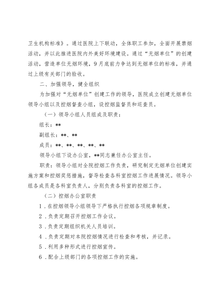 医院创建无烟单位实施方案及工作总结.docx_第2页