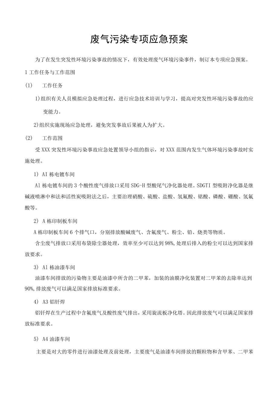 废气污染专项应急预案.docx_第1页