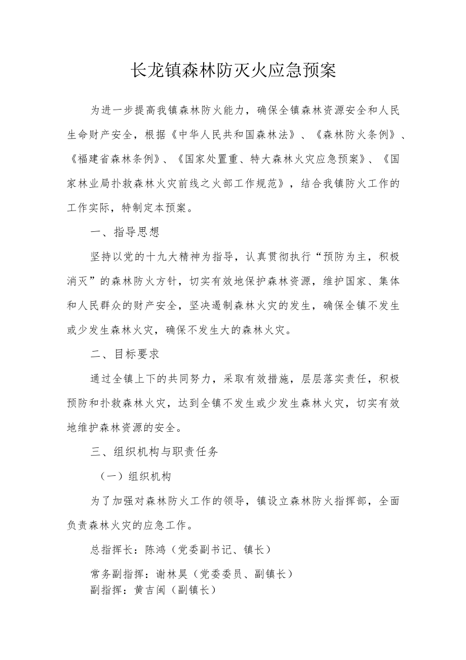 长龙镇森林防灭火应急预案.docx_第1页