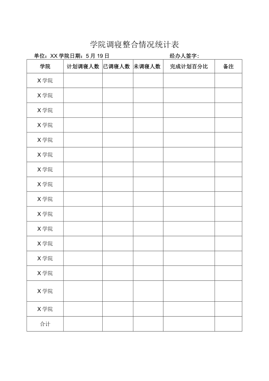 学院调寝整合情况统计表.docx_第1页