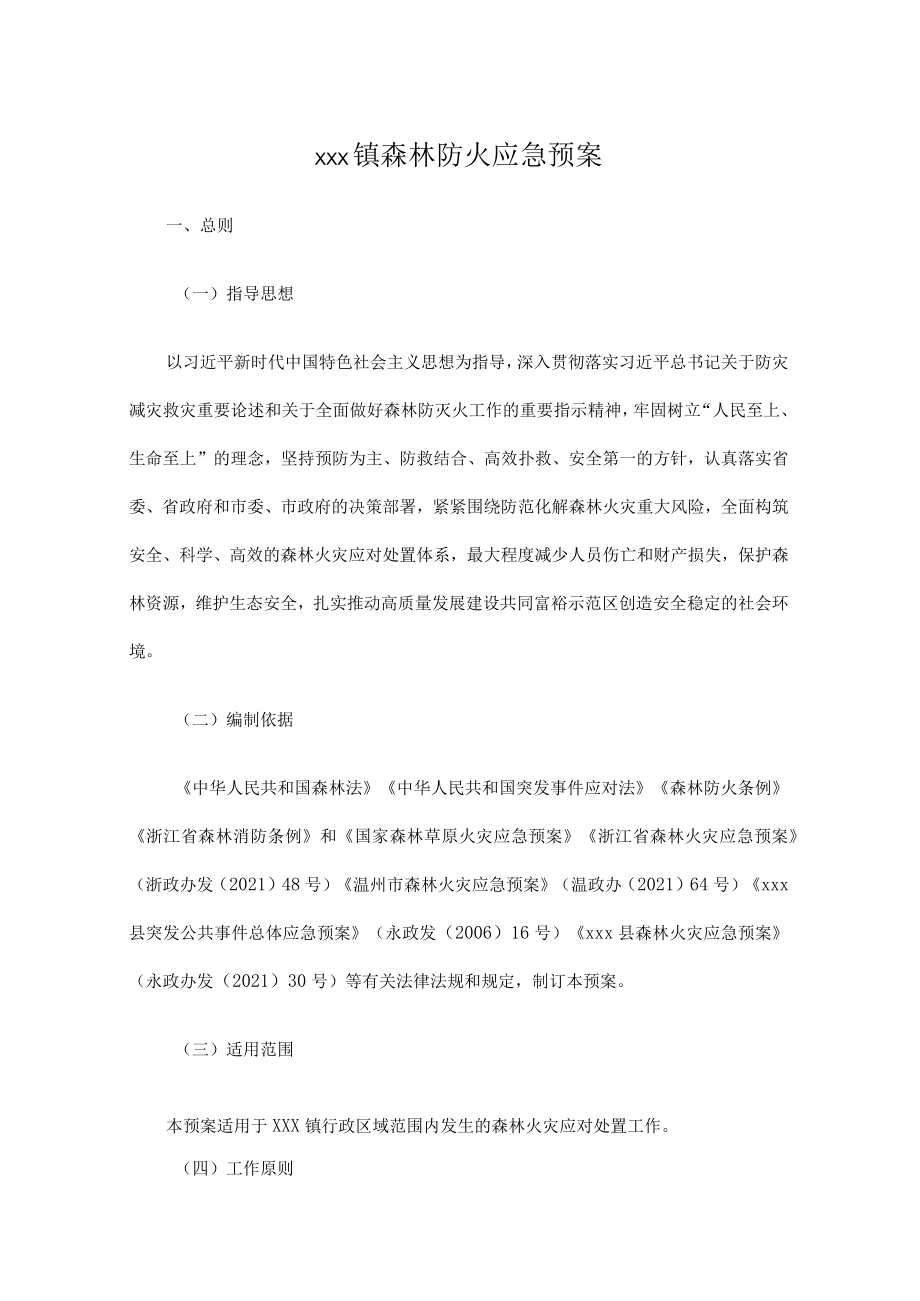 xxx镇森林防火应急预案.docx_第1页