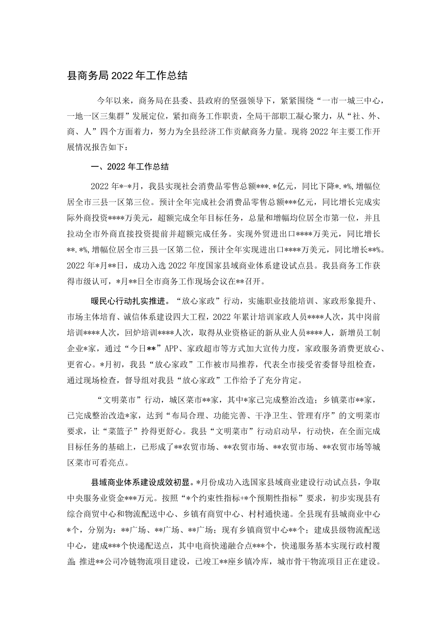 县商务局2022年工作总结.docx_第1页