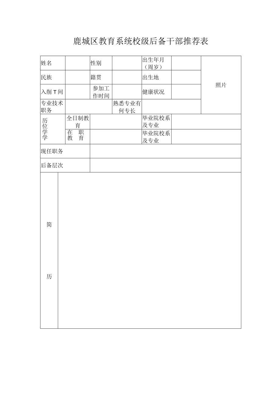 鹿城区教育系统校级后备干部推荐表.docx_第1页