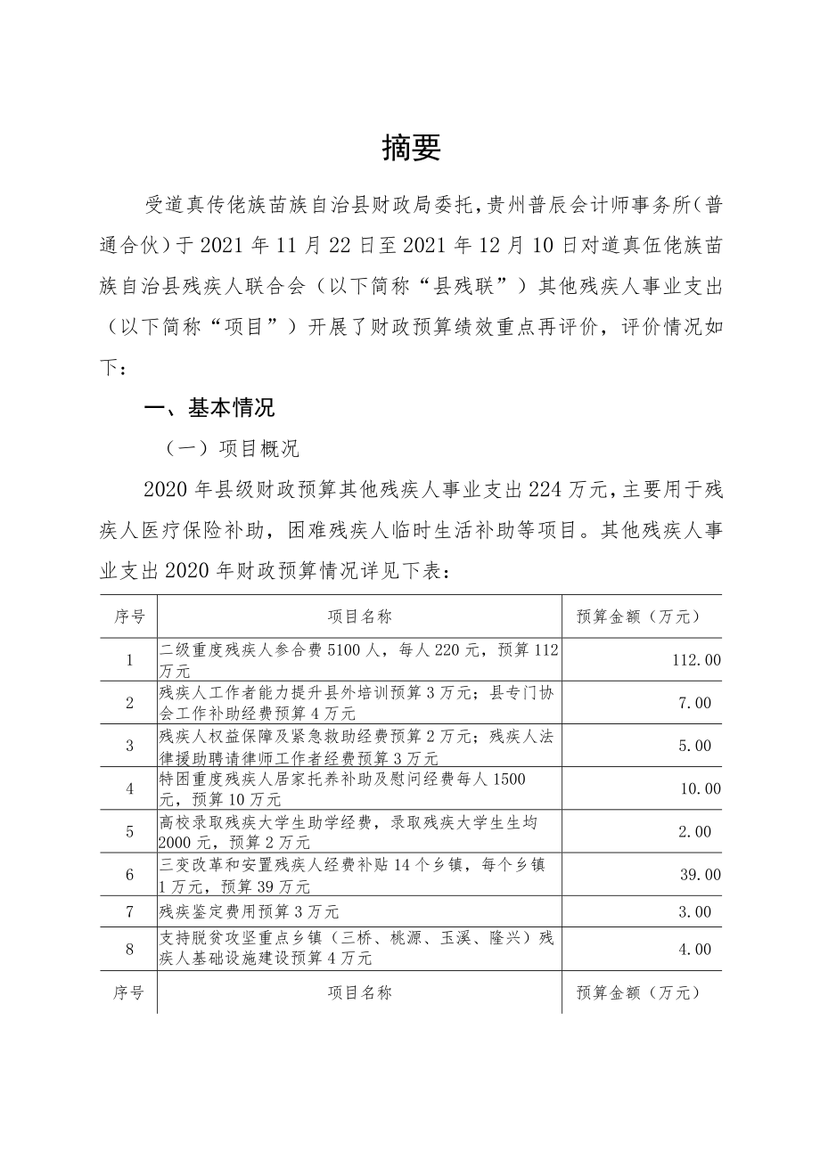 道真仡佬族苗族自治县残疾人联合会其他残疾人事业支出绩效评价报告.docx_第3页