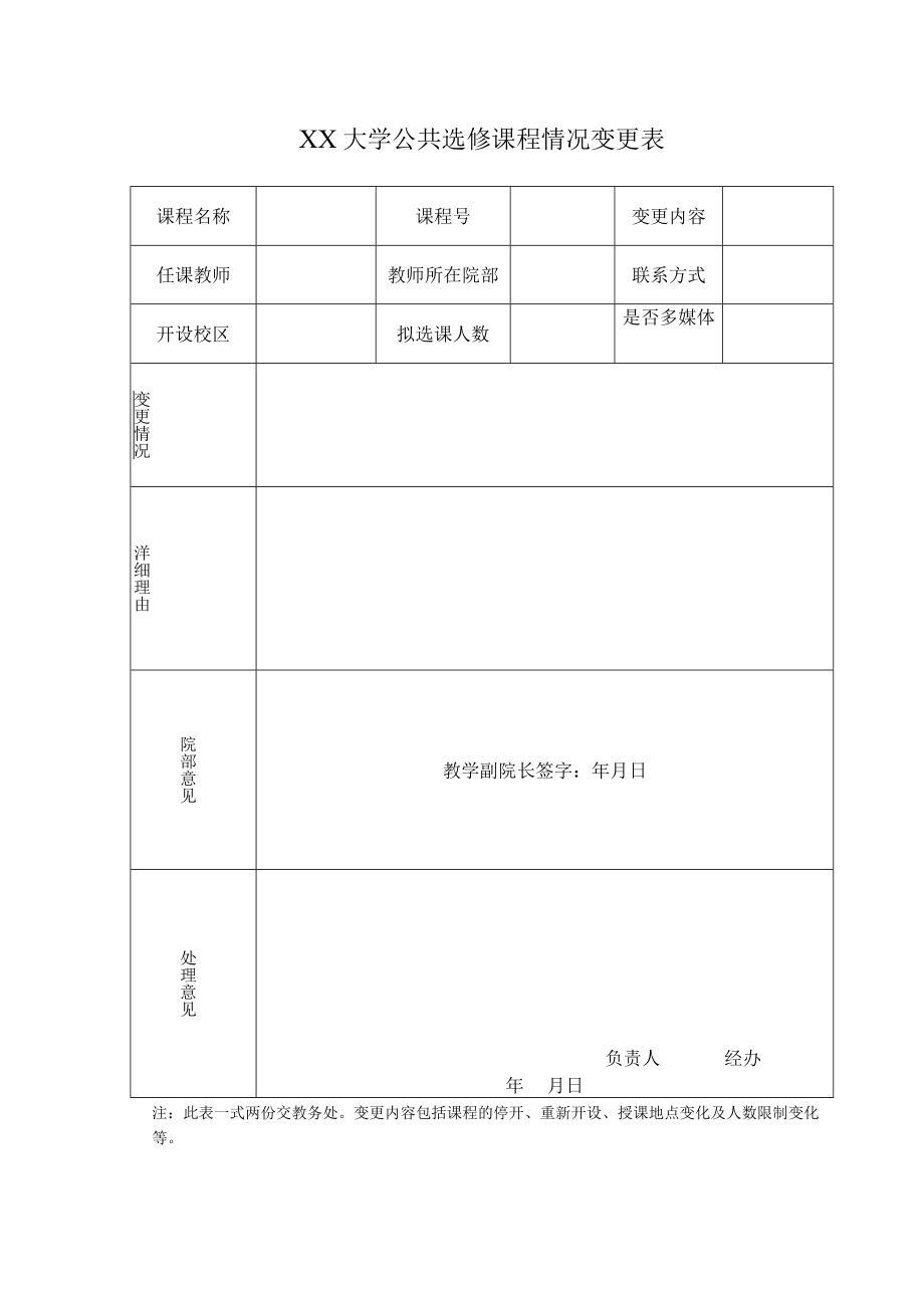 XX大学公共选修课程情况变更表.docx_第1页