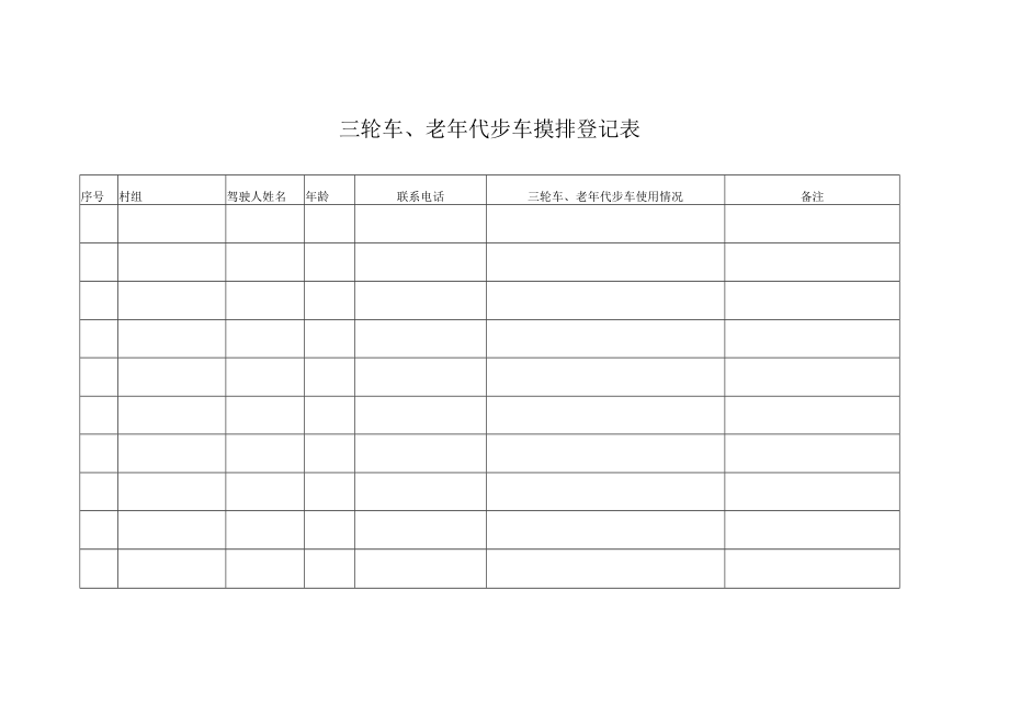 三轮车、老年代步车摸排登记表.docx_第1页