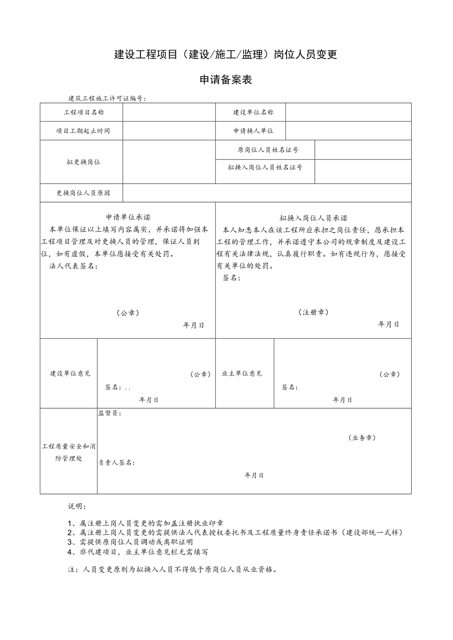 横琴新区建设工程项目总监理工程师变更申请备案表.docx_第2页