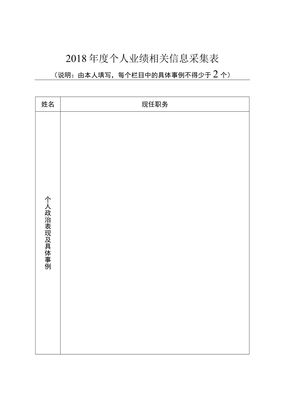 2018年度个人业绩相关信息采集表.docx_第1页