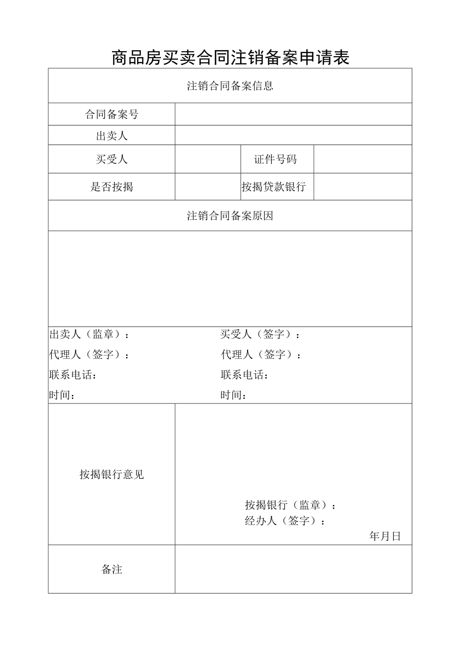 商品房买卖合同注销备案申请表.docx_第1页