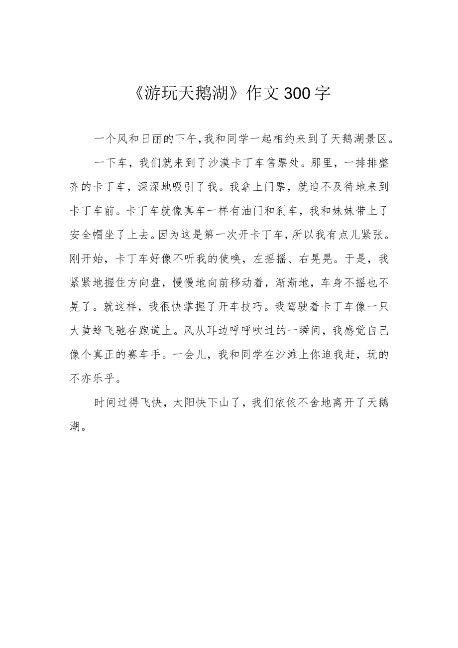 《游玩天鹅湖》作文300字.docx_第1页