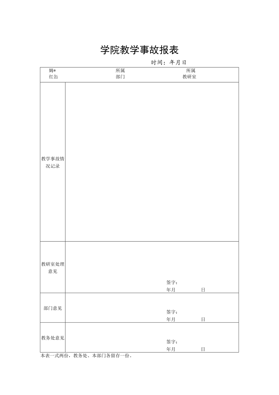 学院教学事故报表.docx_第1页