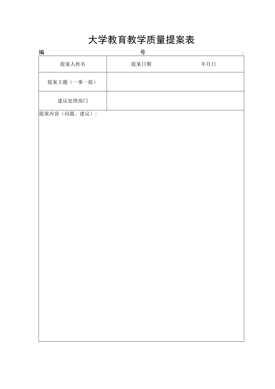 大学教育教学质量提案表.docx_第1页